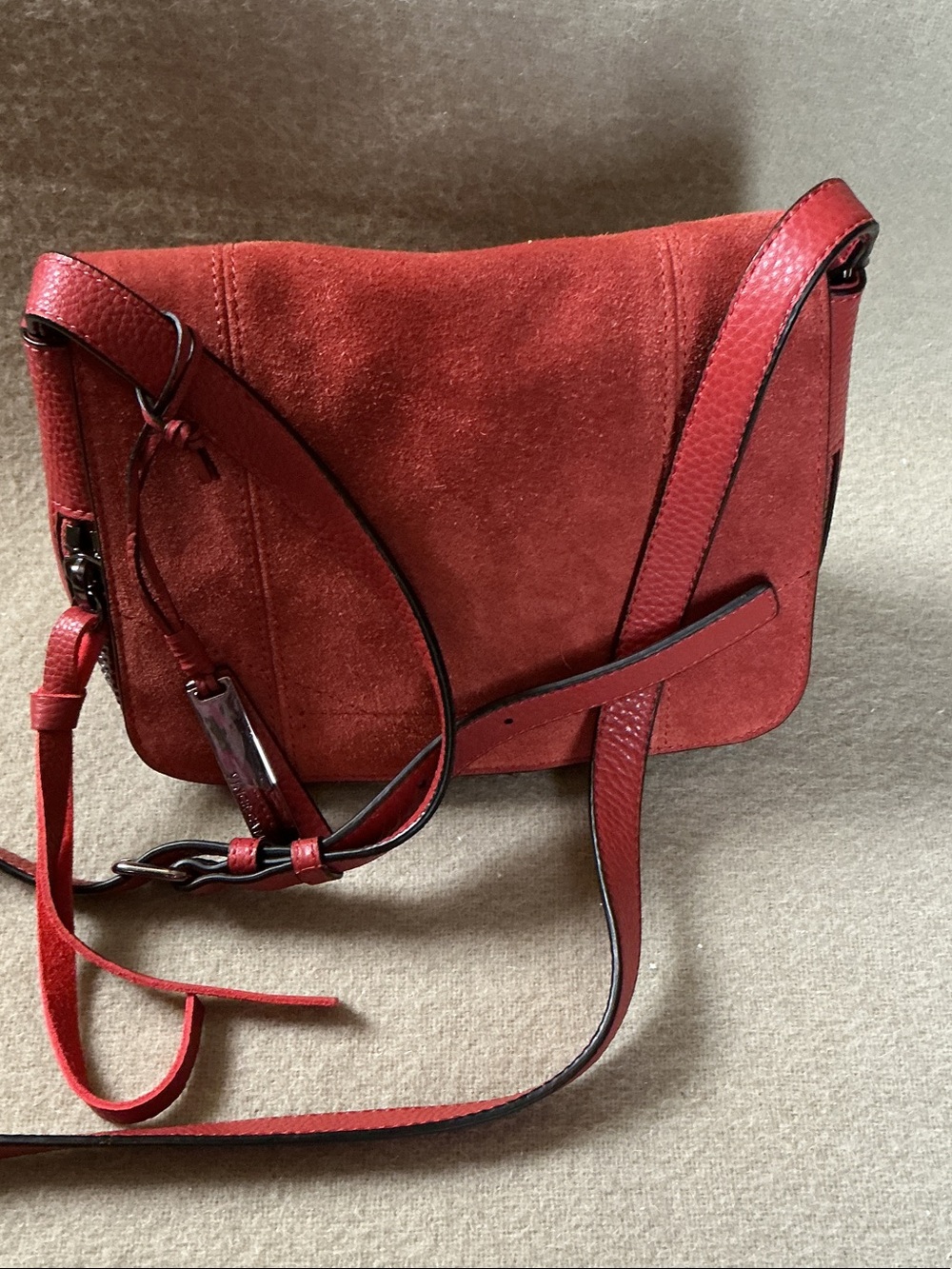 Vince Camuto Red Suede Crossbody Shoulder Bag